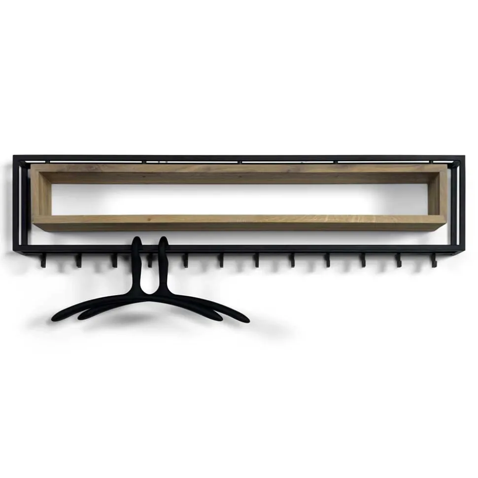 Design Wandgarderobe aus Eiche & Stahl - Acke