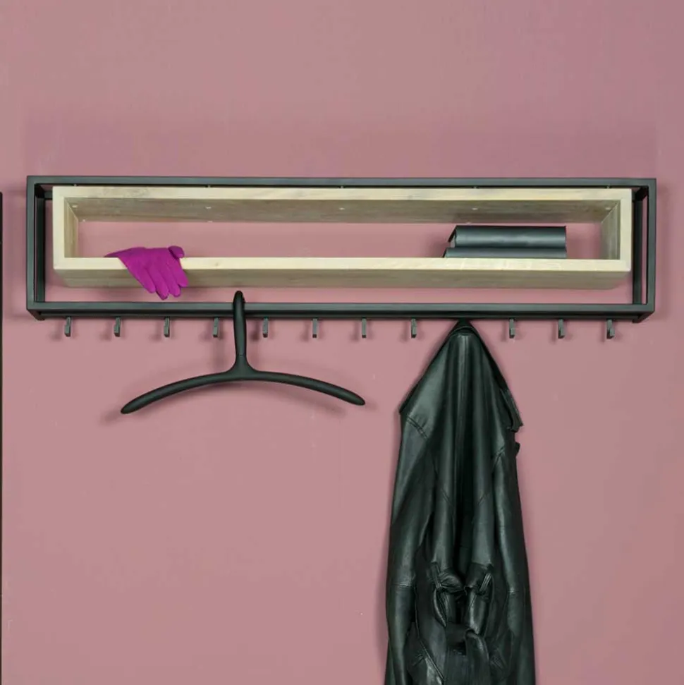 Design Wandgarderobe aus Eiche & Stahl - Acke