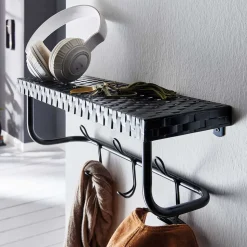 Design Wandgarderobe aus Metall in Schwarz - National