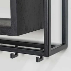 Design Wandgarderobe mit Ablagefach in Schwarz - Acke I