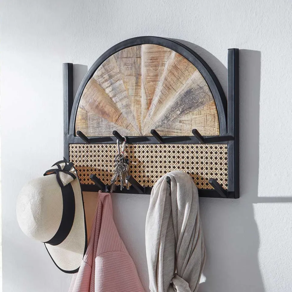 Design Wandgarderobe mit Wiener Geflecht & Holz - Leiria