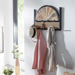 Design Wandgarderobe mit Wiener Geflecht & Holz - Leiria