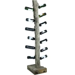 Design Weinregal aus Holzstamm Teak massiv - Teako