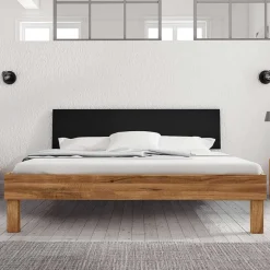 Design Wildeichebett mit schwarzem Kopfteil - Olbysca I