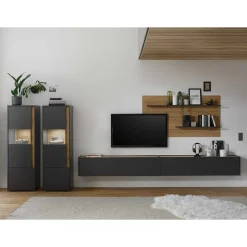 Design Wohnwand als günstiges Set - Ahilav (fünfteilig)