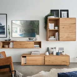 Design Wohnwand aus Massivholz - Sinta (dreiteilig)