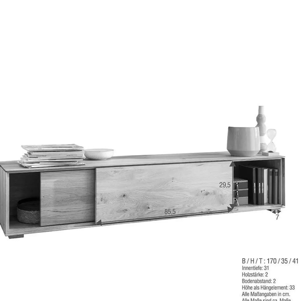 Design Wohnwand aus Massivholz - Sinta (dreiteilig)