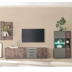 Design Wohnwand Kombi modern - Mundo (dreiteilig)