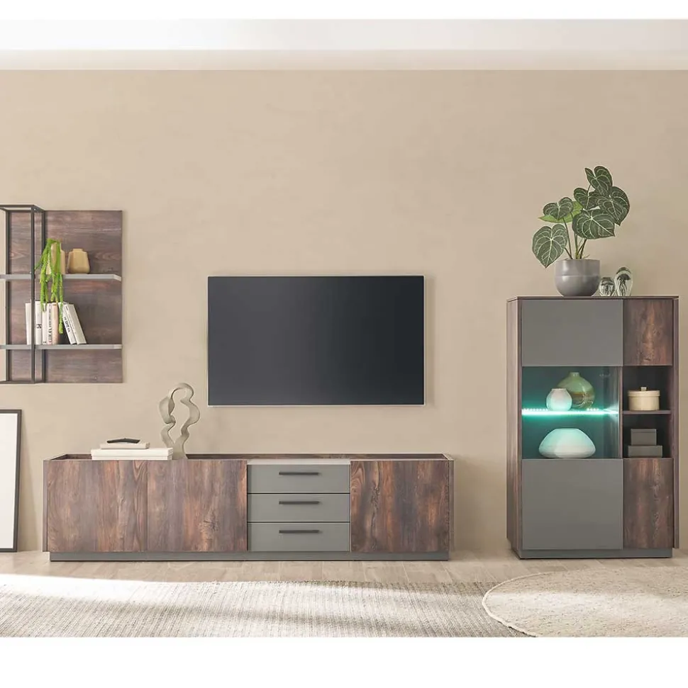 Design Wohnwand Kombi modern - Mundo (dreiteilig)