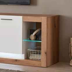 Design Wohnwand Set in Mattweiß - Adejano (dreiteilig)