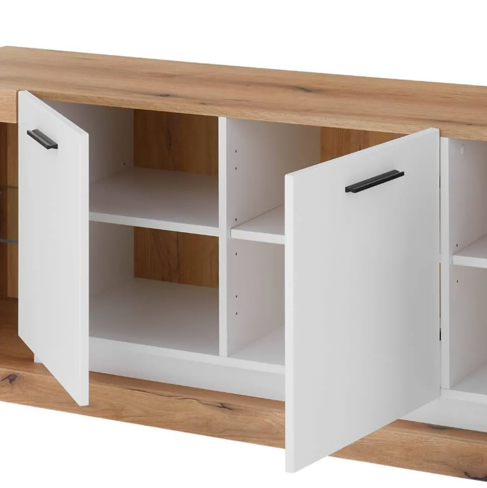 Design Wohnwand Set in Mattweiß - Adejano (dreiteilig)