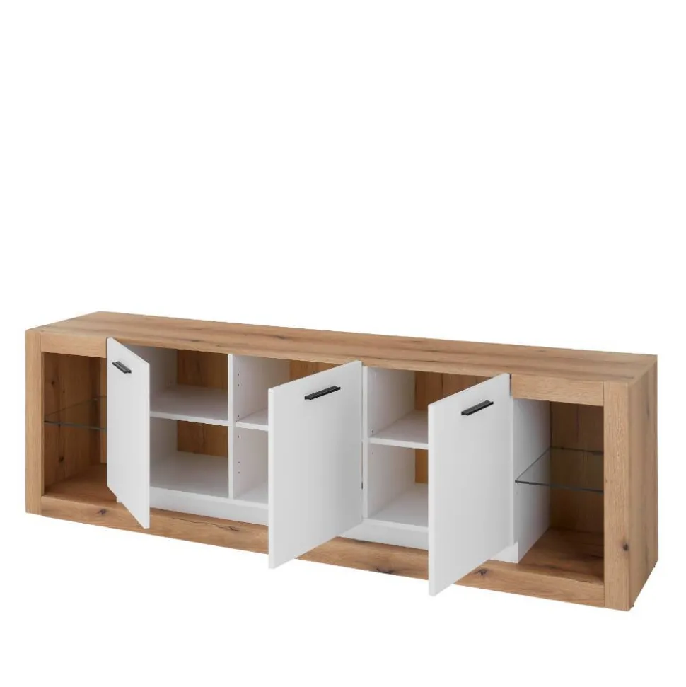 Design Wohnwand Set in Mattweiß - Adejano (dreiteilig)