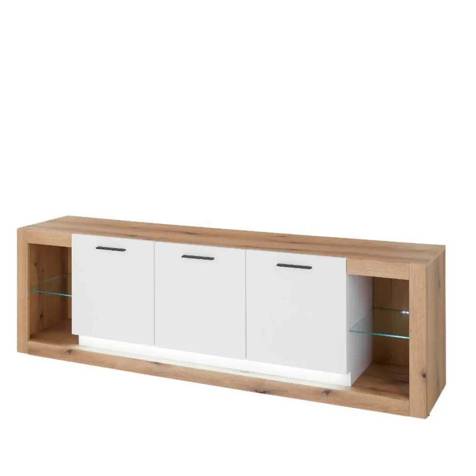 Design Wohnwand Set in Mattweiß - Adejano (dreiteilig)