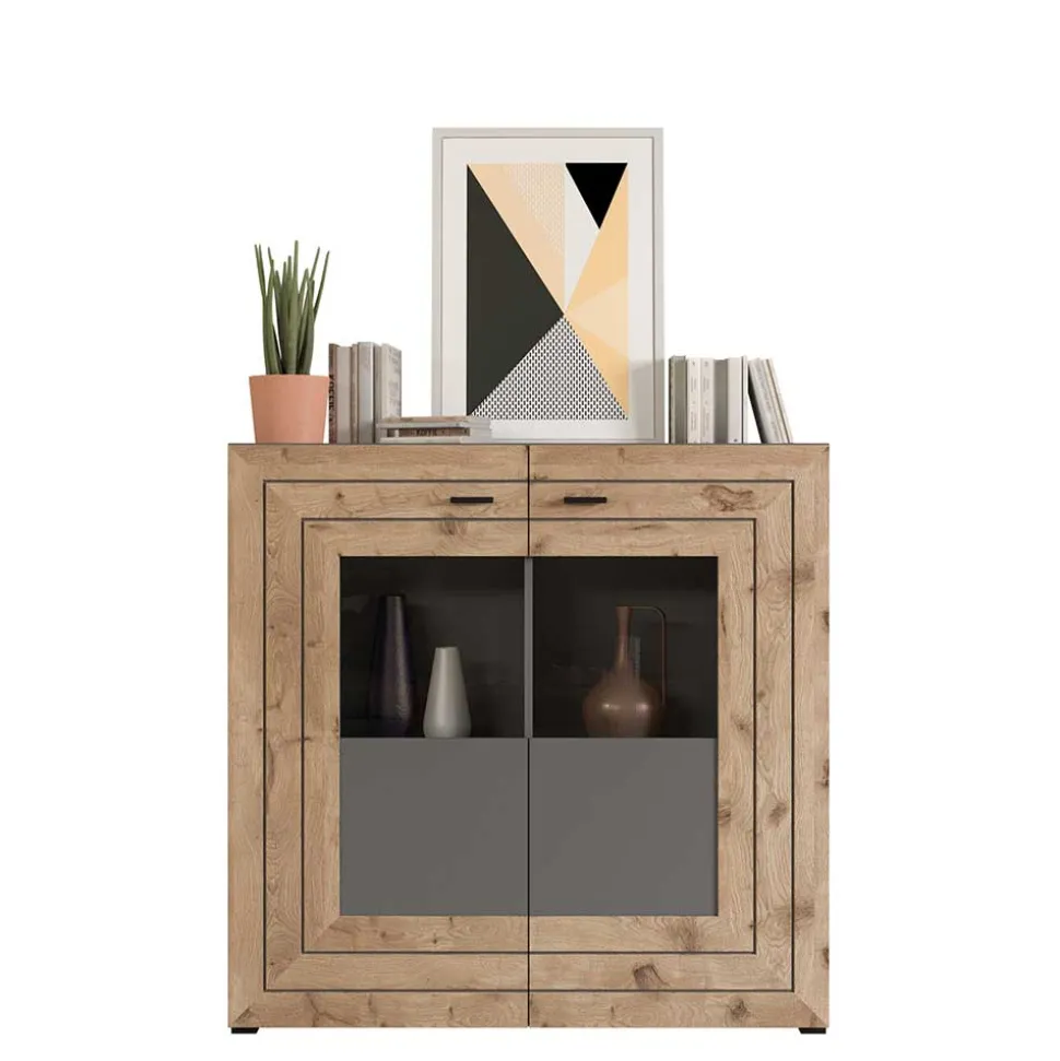 Design Wohnzimmerschrank mit Glaseinsätzen - Scarlett