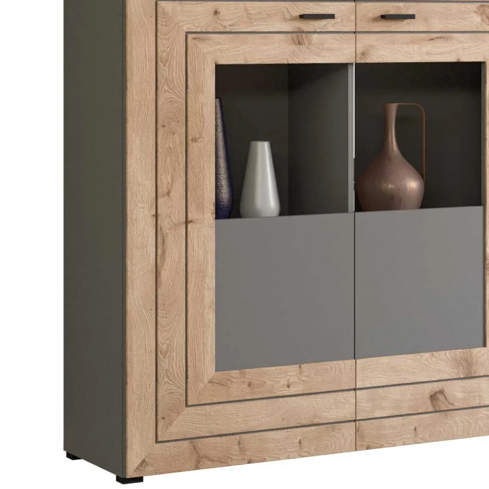 Design Wohnzimmerschrank mit Glaseinsätzen - Scarlett