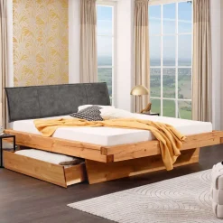 Design-Balkenbett mit Polsterkopfteil - Kalastania