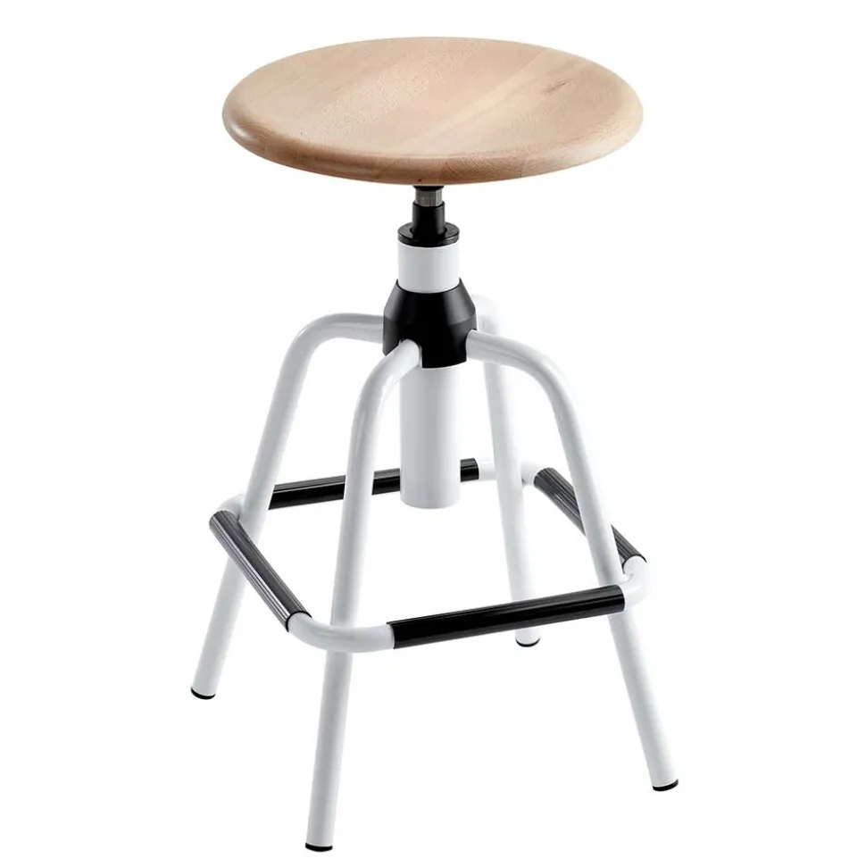 Designbarhocker mit Holzsitz rund - Spring