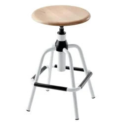 Designbarhocker mit Holzsitz rund - Spring