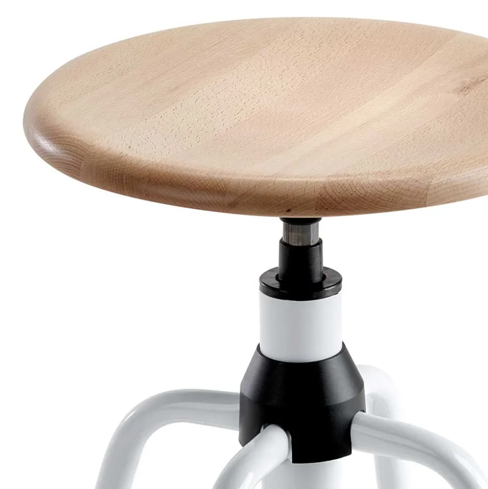 Designbarhocker mit Holzsitz rund - Spring