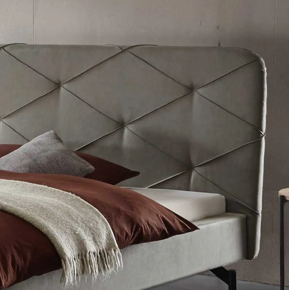 Designbett in Anthrazit Webstoff - Raufy