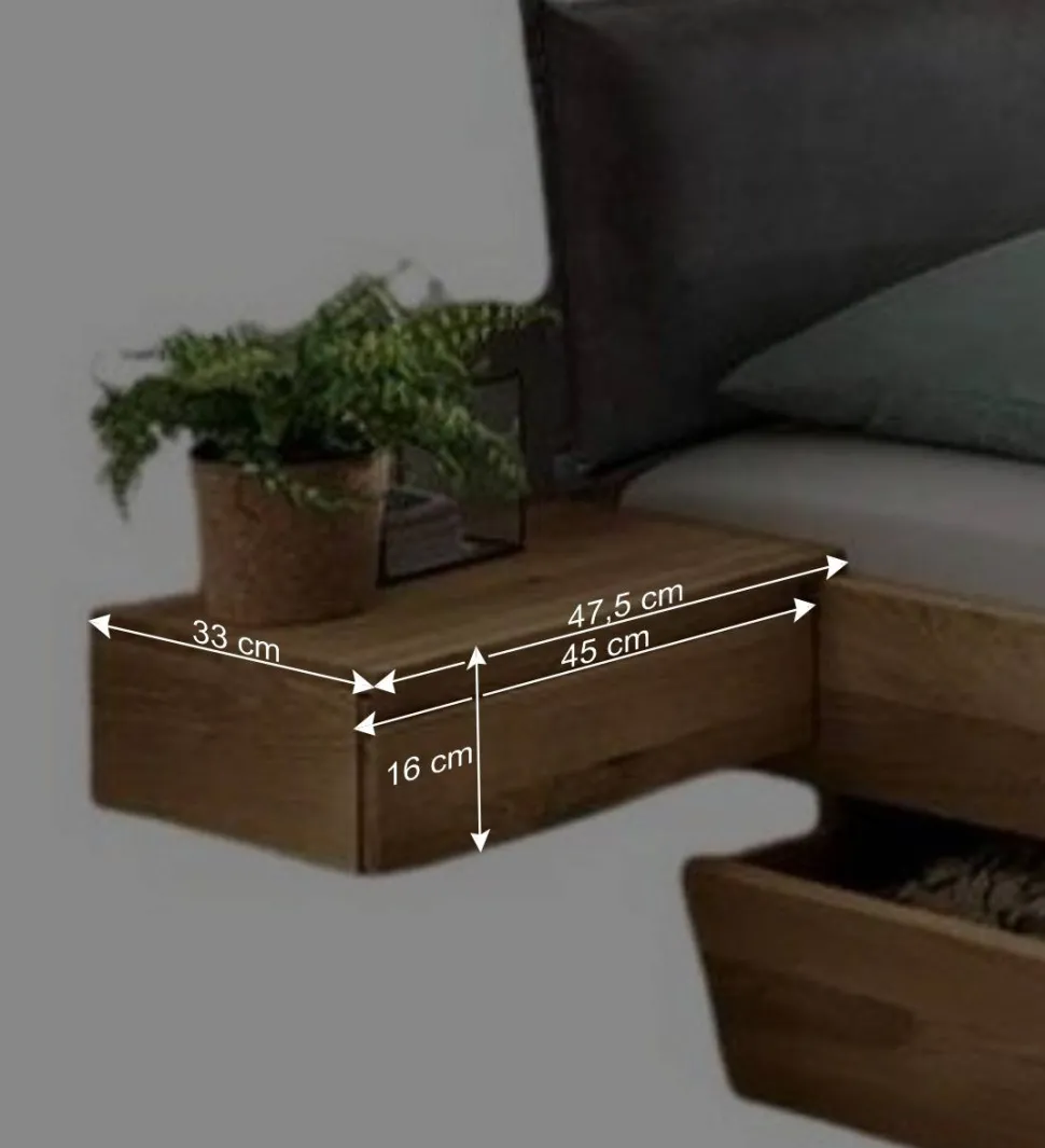 Designbett mit zwei Bettkästen aus Wildeiche - Zennian (dreiteilig)