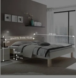 Design-Doppelbett in hellem Esche Dekor & Weiß - Ezianas