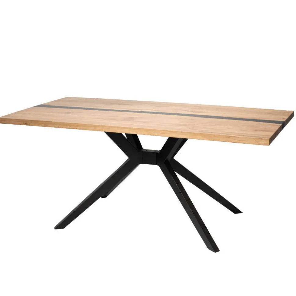 Design-Eichentisch mit Buchenholz-Spidergestell - Drakura