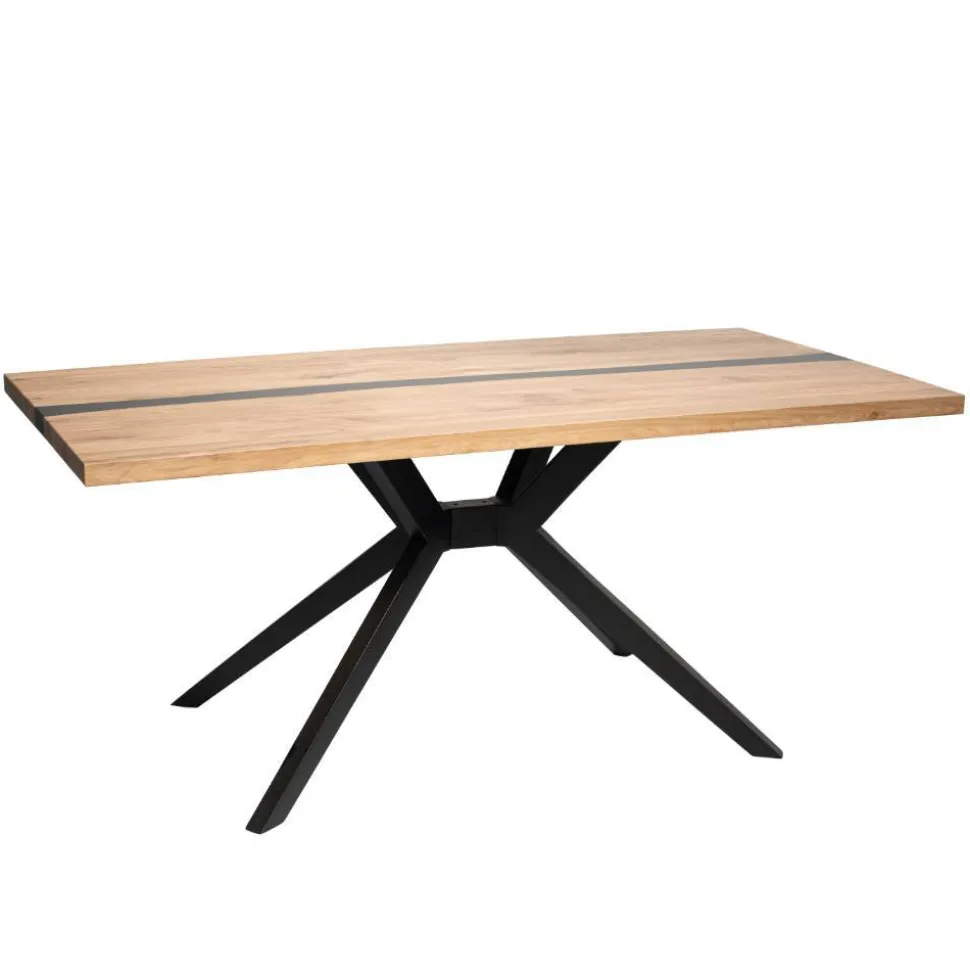 Design-Eichentisch mit Buchenholz-Spidergestell - Drakura