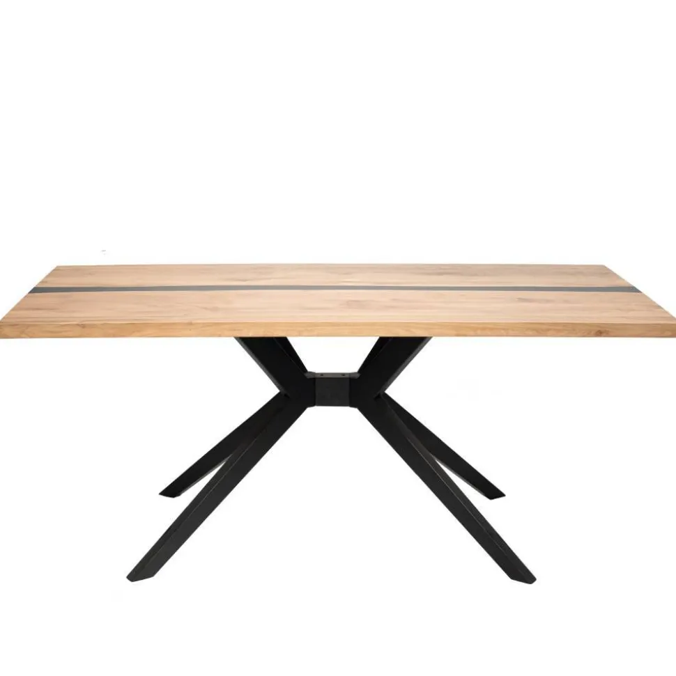 Design-Eichentisch mit Buchenholz-Spidergestell - Drakura