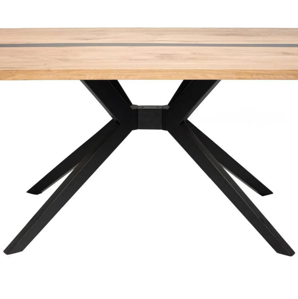 Design-Eichentisch mit Buchenholz-Spidergestell - Drakura