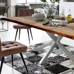 Designer Altholz Esstisch in Mehrfarbig - Dembley