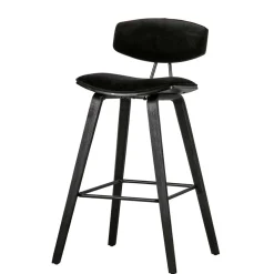 Designer Barstuhl in Schwarz Samt - Laccaro (2er Set)