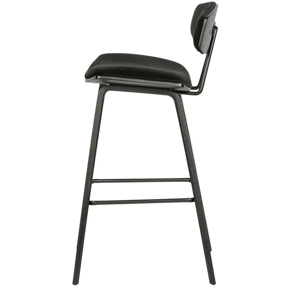 Designer Barstuhl in Schwarz Samt - Laccaro (2er Set)