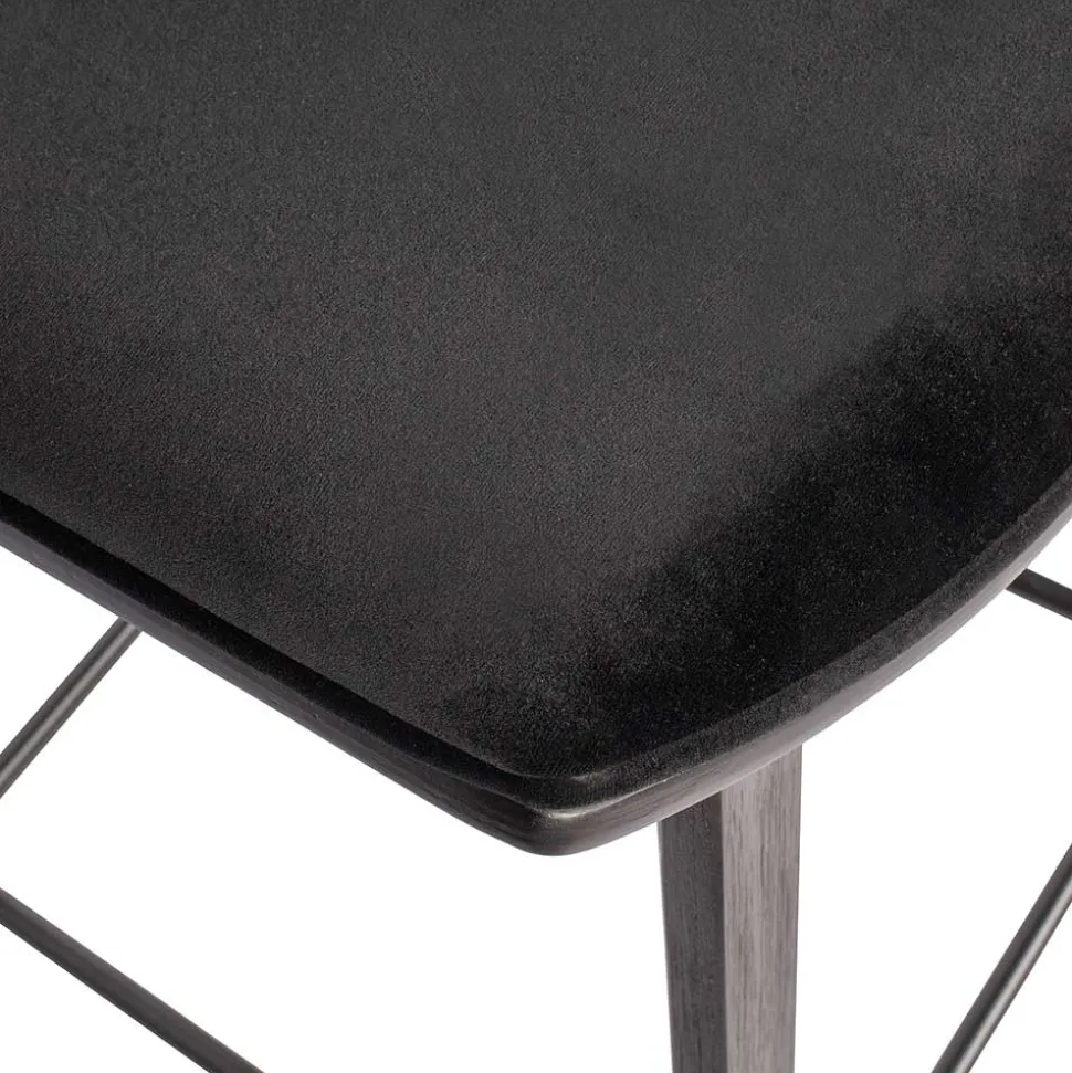 Designer Barstuhl in Schwarz Samt - Laccaro (2er Set)