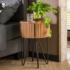 Designer Beistelltisch mit Schublade in Rund - Baina