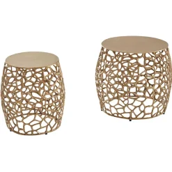 Designer Beistelltische aus Alu in Gold - Parakou (zweiteilig)