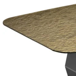 Designer Esstisch mit Strukturglas Platte in Bronze - Curney