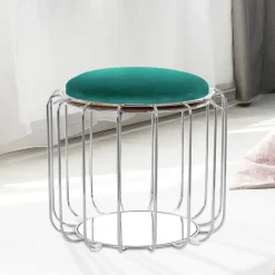 Designer Hocker in Grün Samt - Mundary