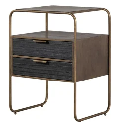 Designer Nachtkommode in Schwarz & Altmessing - Sianner