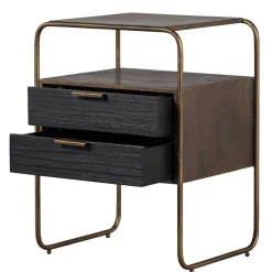 Designer Nachtkommode in Schwarz & Altmessing - Sianner