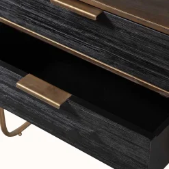 Designer Nachtkommode in Schwarz & Altmessing - Sianner