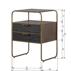 Designer Nachtkommode in Schwarz & Altmessing - Sianner