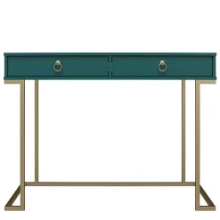 Designer Schreibtisch in Petrol und Messing - Belego