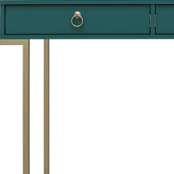 Designer Schreibtisch in Petrol und Messing - Belego