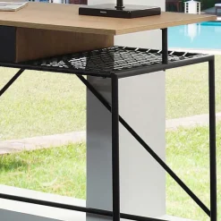 Designer Schreibtisch mit Ablagen aus Kunstrattan - Zavias