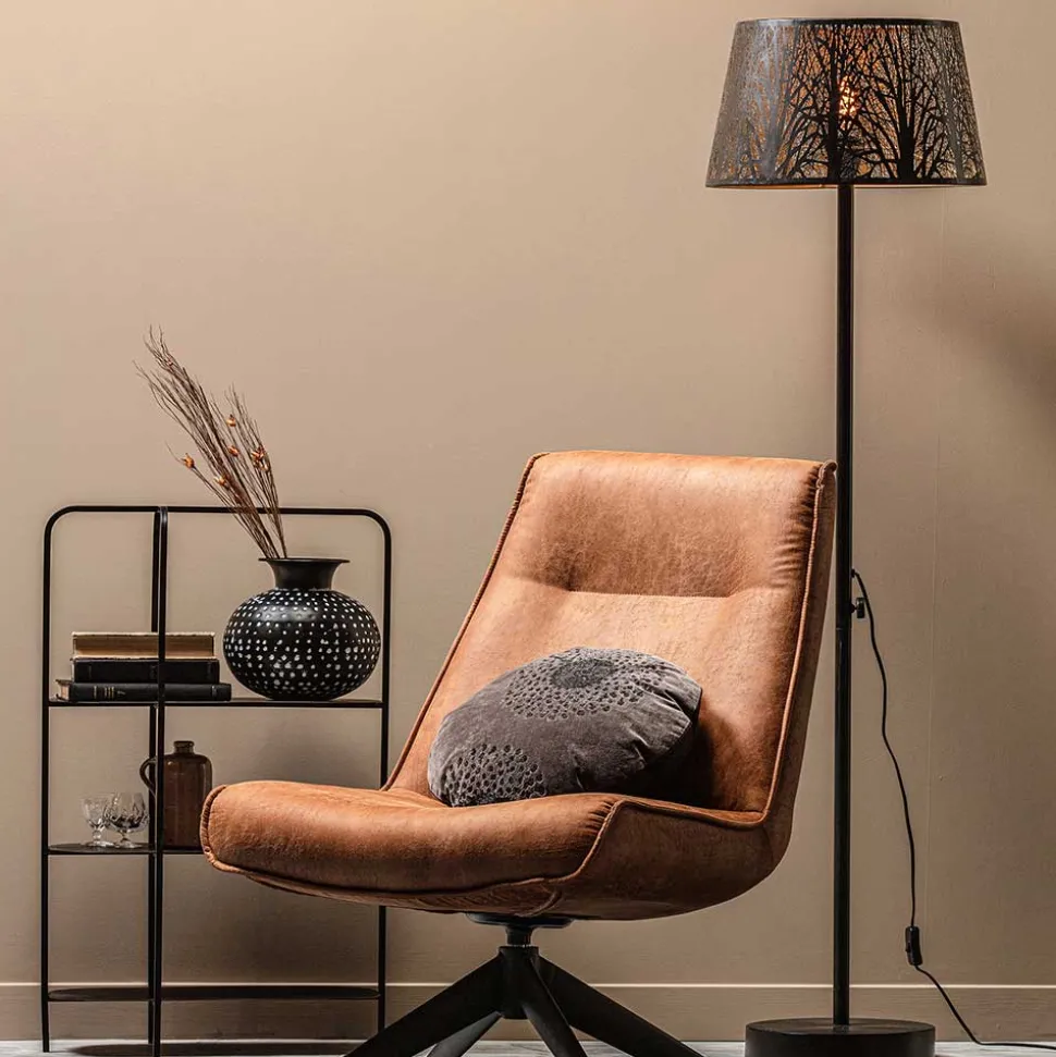 Designer Stehlampe in Schwarz & Messingfarben - Milana