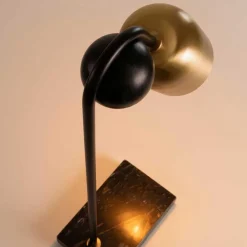 Designer Tischlampe in Messing & Schwarz - Barreras
