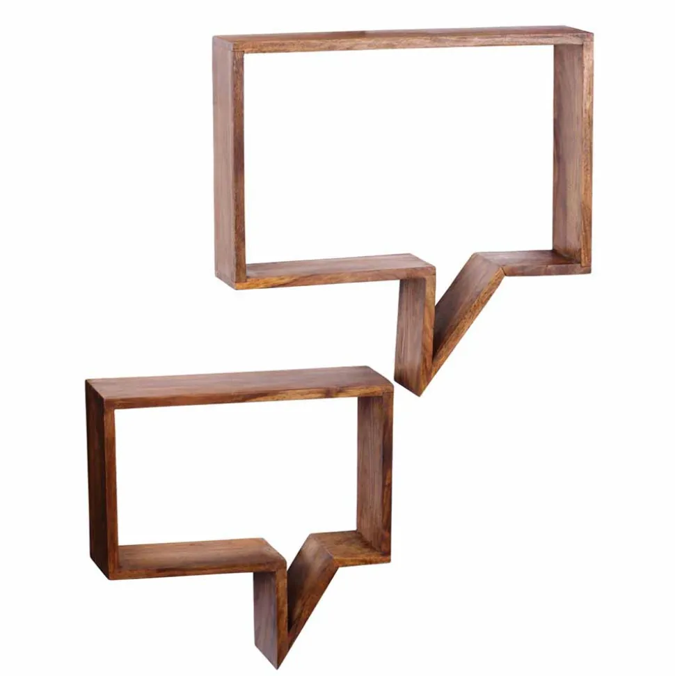 Designer Wandregal Set Hoslo aus Massivholz Sheesham (zweiteilig)
