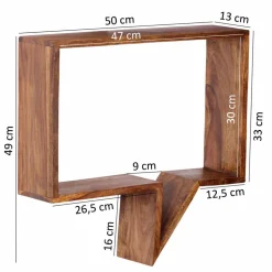 Designer Wandregal Set Hoslo aus Massivholz Sheesham (zweiteilig)