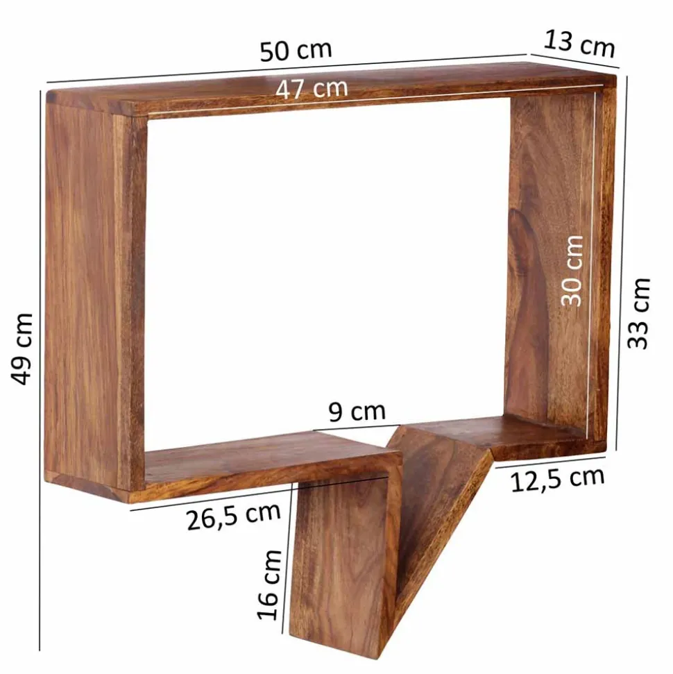 Designer Wandregal Set Hoslo aus Massivholz Sheesham (zweiteilig)